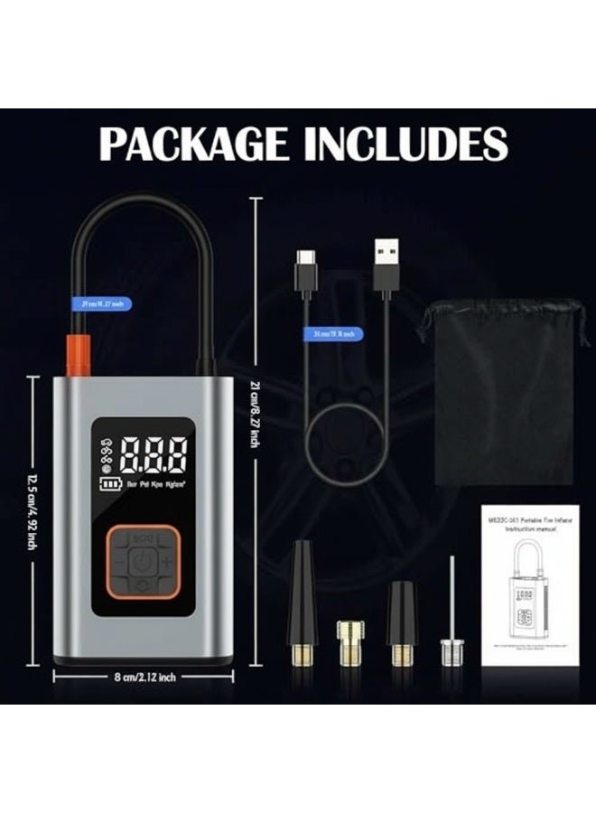 Dunekart Car Portable Air Compressor 150PSI, Automatic Air Pump Rechargeable Battery Power Bank with Digital LCD/LED Flashlight, Electric Tire Inflator for Car/Bicycle/Moto/Ball - Image 2